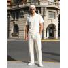 image:imageUOUA Mens Sweat Suits Set Tracksuit 2 Piece Outfits Short Sleeve Casual Sweatshirt amp Loose Jogging PantsBeige