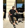 image:imageUOUA Mens Sweat Suits Set Tracksuit 2 Piece Outfits Short Sleeve Casual Sweatshirt amp Loose Jogging PantsBlack