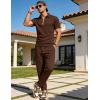image:imageUOUA Mens Sweat Suits Set Tracksuit 2 Piece Outfits Short Sleeve Casual Sweatshirt amp Loose Jogging PantsBrown