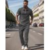 image:imageUOUA Mens Sweat Suits Set Tracksuit 2 Piece Outfits Short Sleeve Casual Sweatshirt amp Loose Jogging PantsDark Grey