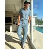 image:imageUOUA Mens Sweat Suits Set Tracksuit 2 Piece Outfits Short Sleeve Casual Sweatshirt amp Loose Jogging PantsDenim Blue