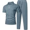 image:imageUOUA Mens Sweat Suits Set Tracksuit 2 Piece Outfits Short Sleeve Casual Sweatshirt amp Loose Jogging PantsDenim Blue