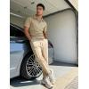 image:imageUOUA Mens Sweat Suits Set Tracksuit 2 Piece Outfits Short Sleeve Casual Sweatshirt amp Loose Jogging PantsKhaki