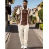 image:imageUOUA Mens Sweat Suits Set Tracksuit 2 Piece Outfits Short Sleeve Casual Sweatshirt amp Loose Jogging PantsKhakistripe Beige