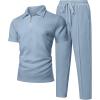 image:imageUOUA Mens Sweat Suits Set Tracksuit 2 Piece Outfits Short Sleeve Casual Sweatshirt amp Loose Jogging PantsLight Blue