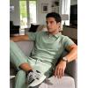 image:imageUOUA Mens Sweat Suits Set Tracksuit 2 Piece Outfits Short Sleeve Casual Sweatshirt amp Loose Jogging PantsLight Green