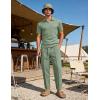 image:imageUOUA Mens Sweat Suits Set Tracksuit 2 Piece Outfits Short Sleeve Casual Sweatshirt amp Loose Jogging PantsLight Green