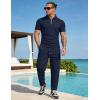 image:imageUOUA Mens Sweat Suits Set Tracksuit 2 Piece Outfits Short Sleeve Casual Sweatshirt amp Loose Jogging PantsNavy Blue