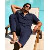 image:imageUOUA Mens Sweat Suits Set Tracksuit 2 Piece Outfits Short Sleeve Casual Sweatshirt amp Loose Jogging PantsNavy Blue