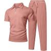 image:imageUOUA Mens Sweat Suits Set Tracksuit 2 Piece Outfits Short Sleeve Casual Sweatshirt amp Loose Jogging PantsPink