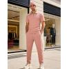image:imageUOUA Mens Sweat Suits Set Tracksuit 2 Piece Outfits Short Sleeve Casual Sweatshirt amp Loose Jogging PantsPink