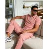 image:imageUOUA Mens Sweat Suits Set Tracksuit 2 Piece Outfits Short Sleeve Casual Sweatshirt amp Loose Jogging PantsPink