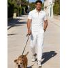 image:imageUOUA Mens Sweat Suits Set Tracksuit 2 Piece Outfits Short Sleeve Casual Sweatshirt amp Loose Jogging PantsWhite