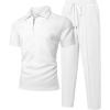 image:imageUOUA Mens Sweat Suits Set Tracksuit 2 Piece Outfits Short Sleeve Casual Sweatshirt amp Loose Jogging PantsWhite