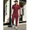 image:imageUOUA Mens Sweat Suits Set Tracksuit 2 Piece Outfits Short Sleeve Casual Sweatshirt amp Loose Jogging PantsWine