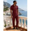 image:imageUOUA Mens Sweat Suits Set Tracksuit 2 Piece Outfits Short Sleeve Casual Sweatshirt amp Loose Jogging PantsWine