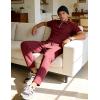 image:imageUOUA Mens Sweat Suits Set Tracksuit 2 Piece Outfits Short Sleeve Casual Sweatshirt amp Loose Jogging PantsWine