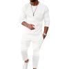 image:imageUOUA Mens 2 Piece Sweatsuits Set Long Sleeve Sweatshirt Jogging Sweatpants Tracksuits OutfitsAll White