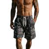 image:imageUOUA Mens Mesh Camo Graphic Shorts Vintage Designer Workout Shorts Casual Cool Streetwear Waist PantsBlackleaves