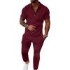 image:imageUOUA Mens Sweat Suits Set Tracksuit 2 Piece Outfits Short Sleeve Casual Sweatshirt amp Loose Jogging PantsWine