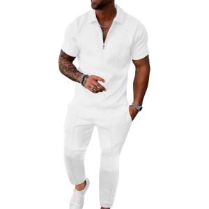 image:imageUOUA Mens Sweat Suits Set Tracksuit 2 Piece Outfits Short Sleeve Casual Sweatshirt amp Loose Jogging PantsWhite