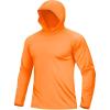 image:imageBoladeci Mens UPF 50 Sun Protection Hoodie Shirts Lightweight Long Sleeve Rash Guard Fishing Swim ShirtsOrange