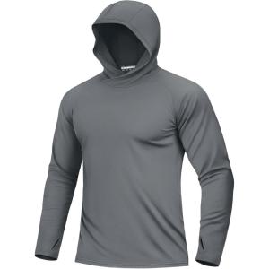image:imageBoladeci Mens UPF 50 Sun Protection Hoodie Shirts Lightweight Long Sleeve Rash Guard Fishing Swim ShirtsDark Gray