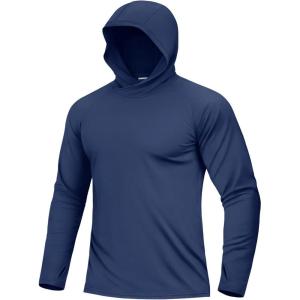 image:imageBoladeci Mens UPF 50 Sun Protection Hoodie Shirts Lightweight Long Sleeve Rash Guard Fishing Swim ShirtsNavy Blue