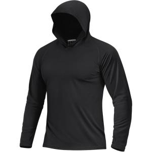 image:imageBoladeci Mens UPF 50 Sun Protection Lightweight Hoodie Shirts Long Sleeve Fishing Shirt SPF UV Hiking SwimBlack