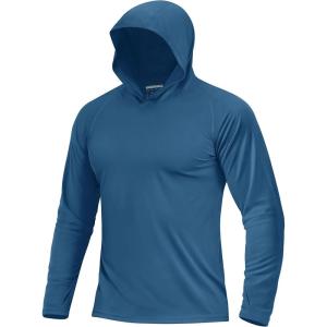 image:imageBoladeci Mens UPF 50 Sun Protection Lightweight Hoodie Shirts Long Sleeve Fishing Shirt SPF UV Hiking SwimBlue Gray