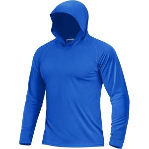 image:imageBoladeci Mens UPF 50 Sun Protection Lightweight Hoodie Shirts Long Sleeve Fishing Shirt SPF UV Hiking SwimBright Blue
