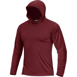 image:imageBoladeci Mens UPF 50 Sun Protection Lightweight Hoodie Shirts Long Sleeve Fishing Shirt SPF UV Hiking SwimBurgundy