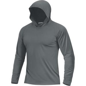 image:imageBoladeci Mens UPF 50 Sun Protection Lightweight Hoodie Shirts Long Sleeve Fishing Shirt SPF UV Hiking SwimDark Gray