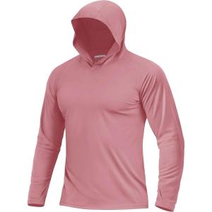 image:imageBoladeci Mens UPF 50 Sun Protection Lightweight Hoodie Shirts Long Sleeve Fishing Shirt SPF UV Hiking SwimDusty Pink
