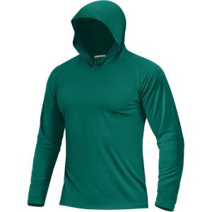 image:imageBoladeci Mens UPF 50 Sun Protection Lightweight Hoodie Shirts Long Sleeve Fishing Shirt SPF UV Hiking SwimEmerald Green