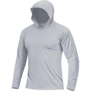 image:imageBoladeci Mens UPF 50 Sun Protection Lightweight Hoodie Shirts Long Sleeve Fishing Shirt SPF UV Hiking SwimLight Gray
