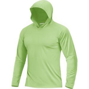 image:imageBoladeci Mens UPF 50 Sun Protection Lightweight Hoodie Shirts Long Sleeve Fishing Shirt SPF UV Hiking SwimLight Green