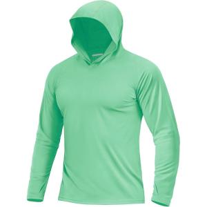 image:imageBoladeci Mens UPF 50 Sun Protection Lightweight Hoodie Shirts Long Sleeve Fishing Shirt SPF UV Hiking SwimMint Green