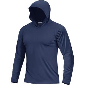 image:imageBoladeci Mens UPF 50 Sun Protection Lightweight Hoodie Shirts Long Sleeve Fishing Shirt SPF UV Hiking SwimNavy Blue