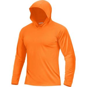 image:imageBoladeci Mens UPF 50 Sun Protection Lightweight Hoodie Shirts Long Sleeve Fishing Shirt SPF UV Hiking SwimOrange