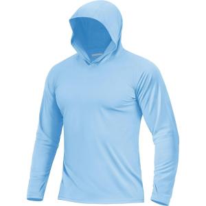 image:imageBoladeci Mens UPF 50 Sun Protection Lightweight Hoodie Shirts Long Sleeve Fishing Shirt SPF UV Hiking SwimTeal