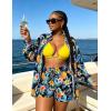 image:imageUOUA 3 Piece Swimsuits for Women Hawaiian Outfits Floral Tropical Bikini amp Short Sets Summer Beach Sexy Cover Ups Luau PartyPineapplefloral