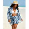 image:imageUOUA 3 Piece Swimsuits for Women Hawaiian Outfits Floral Tropical Bikini amp Short Sets Summer Beach Sexy Cover Ups Luau PartySummerblue