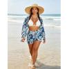 image:imageUOUA 3 Piece Swimsuits for Women Hawaiian Outfits Floral Tropical Bikini amp Short Sets Summer Beach Sexy Cover Ups Luau PartySummerblue
