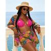 image:imageUOUA 3 Piece Swimsuits for Women Hawaiian Outfits Floral Tropical Bikini amp Short Sets Summer Beach Sexy Cover Ups Luau PartyTropicalleopard