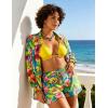 image:imageUOUA 3 Piece Swimsuits for Women Hawaiian Outfits Floral Tropical Bikini amp Short Sets Summer Beach Sexy Cover Ups Luau PartyYellowpink