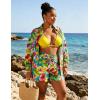 image:imageUOUA 3 Piece Swimsuits for Women Hawaiian Outfits Floral Tropical Bikini amp Short Sets Summer Beach Sexy Cover Ups Luau PartyYellowpink