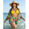 image:imageUOUA 3 Piece Swimsuits for Women Hawaiian Outfits Floral Tropical Bikini amp Short Sets Summer Beach Sexy Cover Ups Luau PartyYellowpink