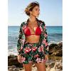 image:imageUOUA 3 Piece Swimsuits for Women Hawaiian Outfits Floral Tropical Bikini amp Short Sets Summer Beach Sexy Cover Ups Luau PartyYwxred