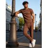 image:imageUOUA Mens 2 Piece Sweatsuit Set Short Sleeve Sweatshirt Jogging Sweatpants Tracksuits OutfitsBrown